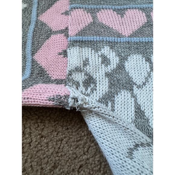 Vintage Arielle Teddy Bear Sweater Pastel Retro Kawaii Y2K Fair Isle Made in USA - Picture 6 of 8